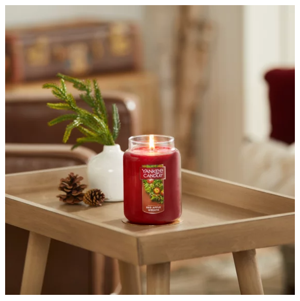 Yankee Candle Red Apple Wreath Scented, Classic 22oz Large Jar Single Wick Candle, Over 110 Hours of Burn Time, Christmas | Holiday Candle - 24hrsmart